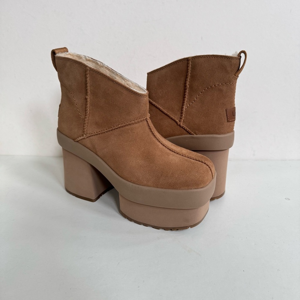 UGG NEW HEIGHTS PLATFORM MINI BLACK CHUNKY BOOTS